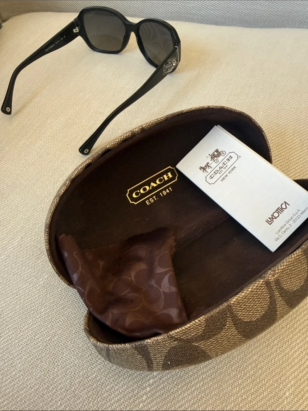 Coach Stacia black and bling sunglasses. With case.